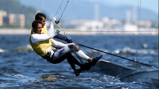 India's Prince Kurisinkal Noble and Manu Francis in action during the Men's Skiff Opening Series in sailing the Aichi-Nagoya 2026 at Gamagori, Japan. (REUTERS)