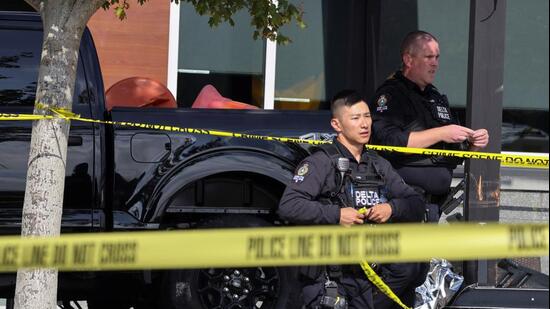 Police officers work at the site of a crash at the Tsawwassen Mills mall in Tsawwassen Mills, British Columbia, Canada (Photograph for representative purpose only). (REUTERS)