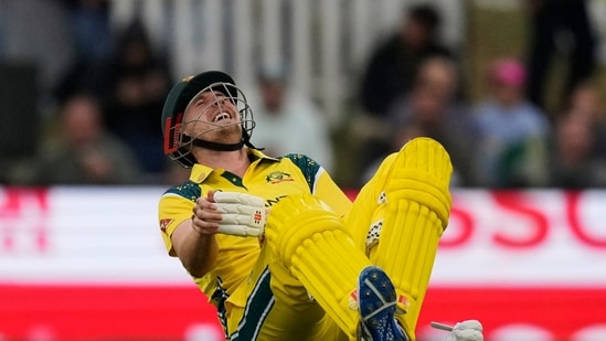 Cameron Green reacts after being hit by a ball during the third ODI between South Africa and Australia.
