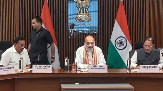 Union home minister Amit Shah chaired a meeting on Thursday to resolve the long-pending Mahanadi water dispute between Chhattisgarh and Odisha. (Handout)