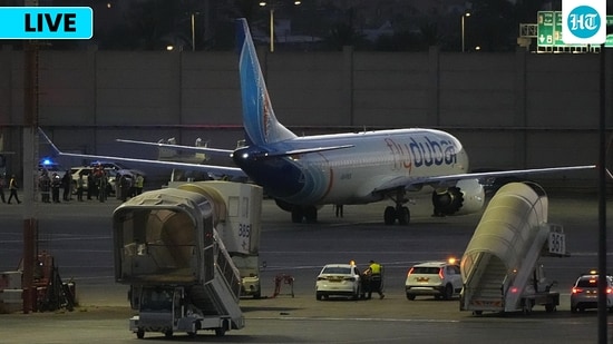 flydubai incident LIVE: A FlyDubai aircraft carrying Israelis who experienced an emergency landing in Saudi Arabia is seen parked at Ben Gurion International Airport, near Tel Aviv, Israel. (AP)