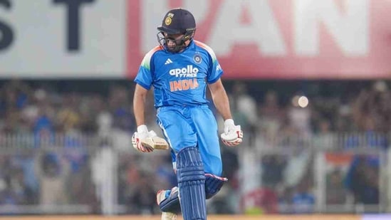 Rohit Sharma celebrating his 35th ODI ton (BCCI)