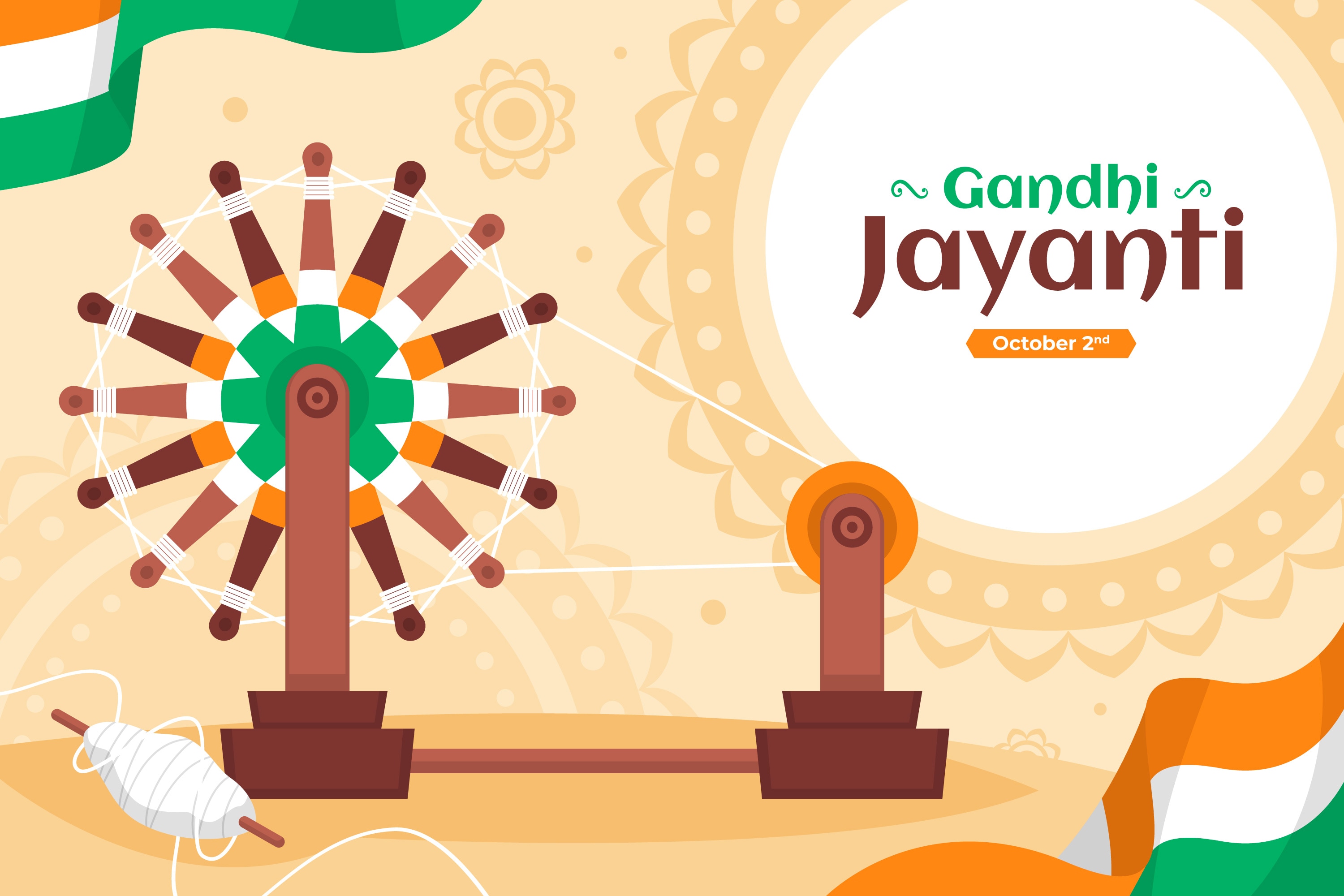 Mahatma Gandhi is often represented by the charkha, as it is the physical embodiment of his philosophy of self-reliance, economic freedom, and non-violent resistance. (Picture credit: Freepik) Mahatma Gandhi is often represented by the charkha, as it is the physical embodiment of his philosophy of self-reliance, economic freedom, and non-violent resistance. (Picture credit: Freepik)
