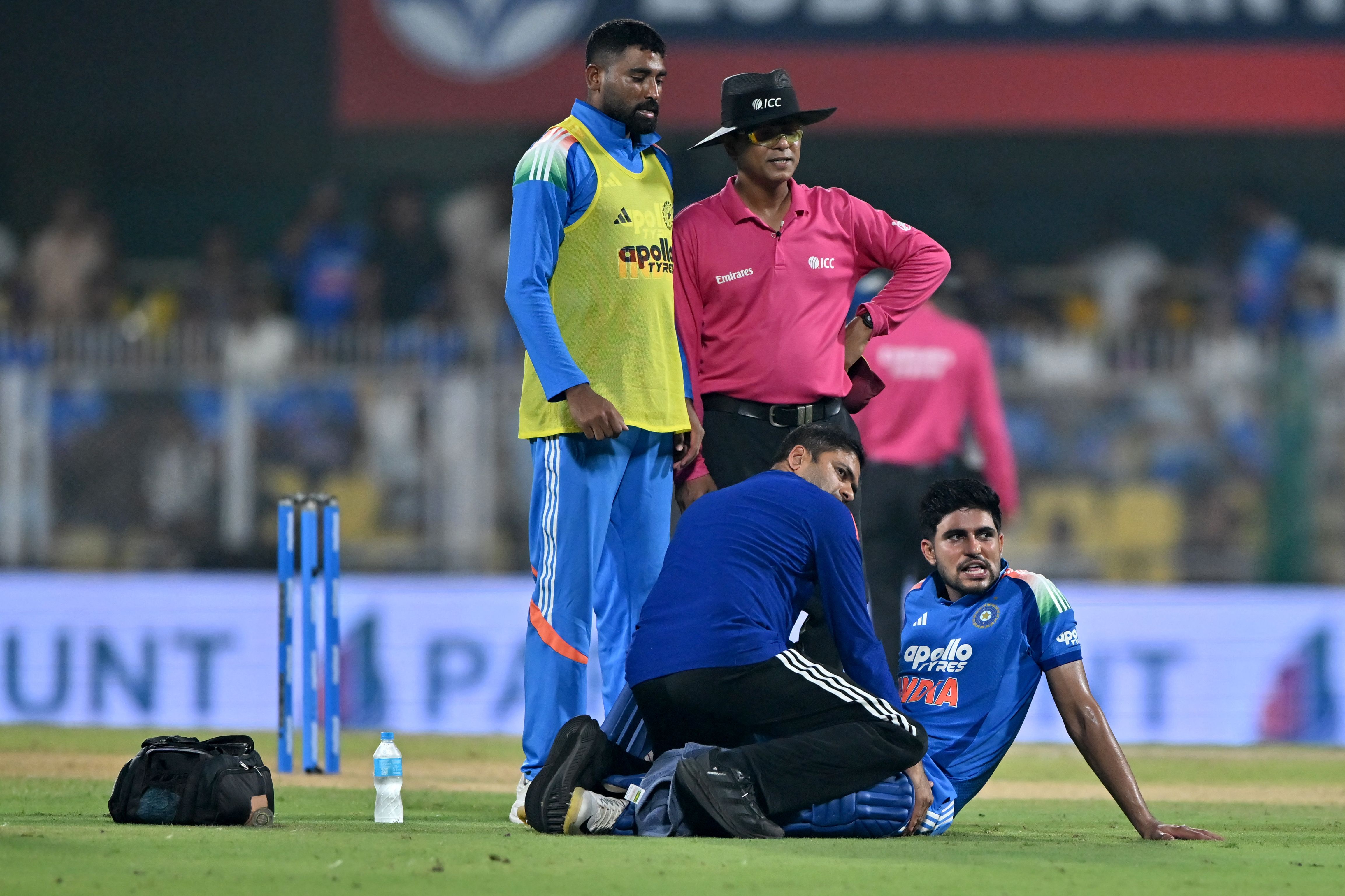 India's Mohammed Siraj continues to carry drinks (AFP)