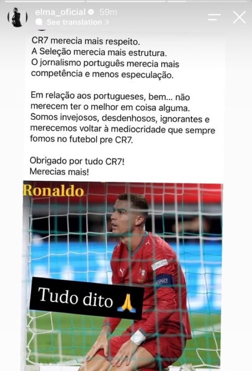 Screengrab of Elma Aveiro's post