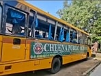 A screen grab of the ill-fated bus with shattered window panes (HT Photo)