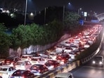A view of traffic on the Barapullah flyover, seen from the Lodhi Road side in New Delhi, on Thursday (HT Photo/Raj K Raj)