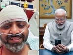 Prime Minister Narendra Modi virtually speaks to Captain Smit Machchhar, who saved hundreds of lives aboard a flydubai flight to Tel Aviv, in New Delhi on Friday. The pilot is undergoing treatment in Saudi Arabia's Tabuk for injuries sustained in a mid-air attack.
