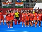 Team India players celebrate their win against team China after the women's hockey gold medal match at the Asian Games in Gifu, Japan, Friday, Oct. 2, 2026.