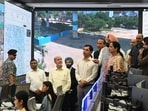 CM Rekha Gupta and environment minister Manjinder Singh Sirsa at the integrated command centre. (Sonu Mehta/HT Photo)