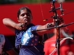 India's Kumkum Anil Mohod in action.