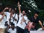 CJP protest highlights: Abhijeet Dipke, head of the Cockroach Janta Party (CJP), speaks during a protest demanding the resignation of Chief Election Commissioner Gyanesh Kumar, at Shivaji Park in Mumbai.
