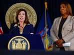 New York Governor Kathy Hochul and New York Attorney General Letitia James attend a press conference regarding an investigation into alleged sexual assault at Cornell University, in New York City, US, October 2, 2026. REUTERS/Jeenah Moon(REUTERS)