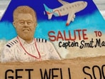 The sand sculpture pays tribute to Captain Smit Machchhar.