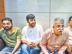 iMumbai, India - Octomber 01, 2026: Members of Swatik Society assist the family of Captain Smit Machchhar, a Tilak Nagar resident who reportedly helped save more than 180 passengers aboard a flydubai flight from Dubai to Tel Aviv after an alleged attack by his co-pilot in mumbai, India, on Wednesday, Octomber 01, 2026. (Photo by / Hindustan Times) (Hindustan Times)