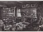 An illustration of Darwin’s study, reproduced from an etching by Axel Herman Haig. The work was commissioned a week after Darwin died in 1882.