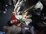 Delhi police officals detained members of SFI and DYFI protest against the Election Commission and SIR exercise at Jantar Mantar in New Delhi