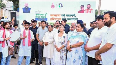 Haryana CM Nayab Singh Saini inspected a cleaned-up garbage point as MCG launched a 10-day drive to transform 21 dumping spots across Gurugram. (ANI) Haryana CM Nayab Singh Saini inspected a cleaned-up garbage point as MCG launched a 10-day drive to transform 21 dumping spots across Gurugram. (ANI)
