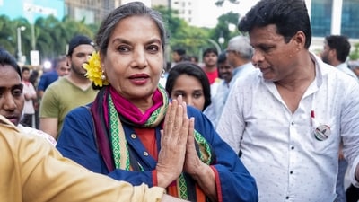 Mumbai: Actor Shabana Azmi during a protest by Cockroach Janta Party (CJP) against Chief Election Commissioner (CEC) Gyanesh Kumar, demanding his resignation, at Shivaji Park, in Mumbai, Maharashtra, Friday, Oct. 2, 2026. (PTI Photo/Shashank Parade)(PTI10_02_2026_000459B) (PTI) Mumbai: Actor Shabana Azmi during a protest by Cockroach Janta Party (CJP) against Chief Election Commissioner (CEC) Gyanesh Kumar, demanding his resignation, at Shivaji Park, in Mumbai, Maharashtra, Friday, Oct. 2, 2026. (PTI Photo/Shashank Parade)(PTI10_02_2026_000459B) (PTI)