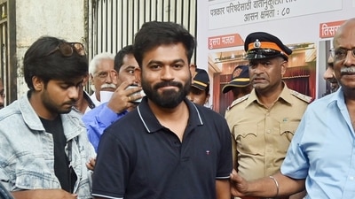 Cockroach Janta Party Founder Abhijeet Dipke arrives at the Press Club for a press conference , in Mumbai on Thursday. (ANI)