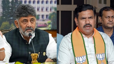 Vijayendra (right) rejected Shivakumar's (left) allegation that the BJP was using Form 7 to target minority, Dalit and Backward Class voters (PTI)