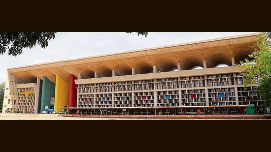 Around 30-35 more courtrooms are to come up in the blocks to be constructed behind the heritage building designed by Le Corbusier. (HT File)