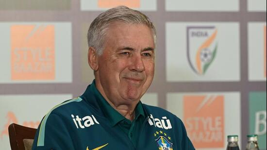 Brazil Men's National Football team head coach Carlo Ancelotti spoke to media ahead of upcoming International Friendly match against India in Kolkata, India, on Friday. (Samir Jana/Hindustan Times)