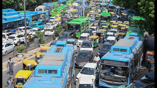 Delhi Master Plan-2047 (MPD-2047) notified on August 20, 2026, aims to disincentivise the use of private vehicles, encourage more public transport use, and “enhance the potential of active travel of walking and cycling as an affordable, comfortable and safe mobility option”. (Sonu Mehta/HT Photo)