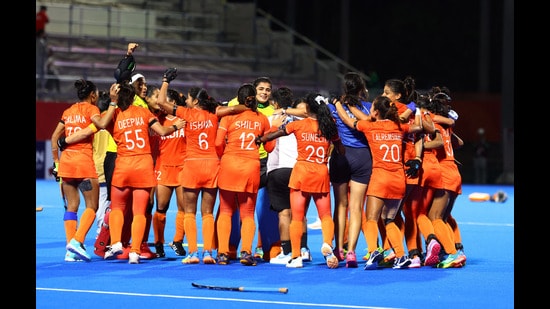 India players celebrate after winning the gold medal match against China at the Aichi-Nagoya Asian Games 2026. (REUTERS)