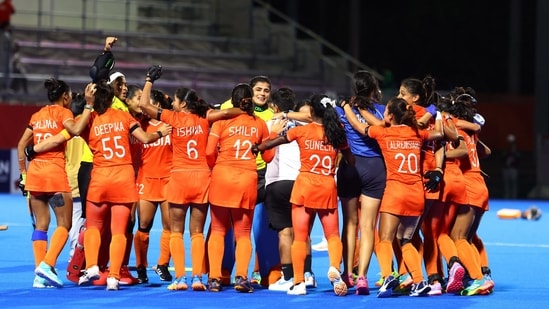 India players celebrate after winning the gold medal match against China at the Aichi-Nagoya Asian Games 2026. (REUTERS)