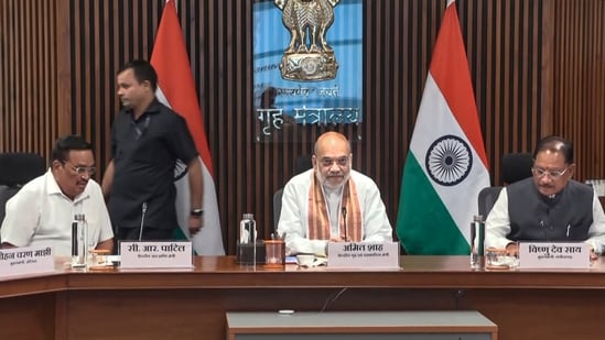 Union home minister Amit Shah chaired a meeting on Thursday to resolve the long-pending Mahanadi water dispute between Chhattisgarh and Odisha. (Handout)