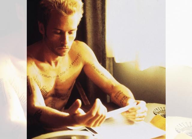 In Memento, Leonard Shelby records life in Polaroids, scribbled notes and body tattoos. In Memento, Leonard Shelby records life in Polaroids, scribbled notes and body tattoos.