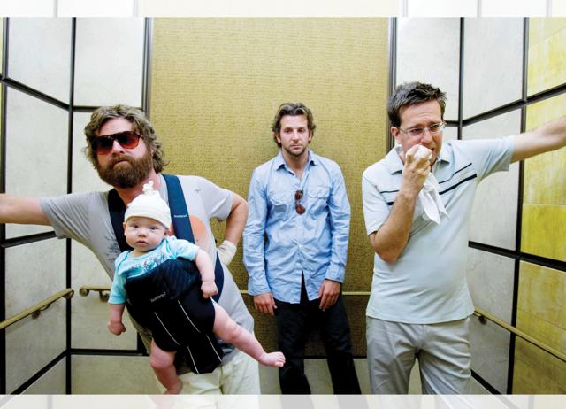 In The Hangover, Phil, Stu, and Alan wake up in a Vegas hotel with zero recollection of the night before. In The Hangover, Phil, Stu, and Alan wake up in a Vegas hotel with zero recollection of the night before.