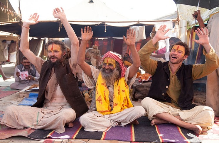 Dominic West (right) at the Kumbh Mela in Prayag in 2013. Dominic West (right) at the Kumbh Mela in Prayag in 2013.