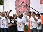 Cockroach Janta Party (CJP) founder Abhijit Dipke, along with Chief Spokesperson Saurav Das, National Spokesperson Ashutosh Ranka and Singer Vishal Dadlani, during a protest seeking Chief Election Commissioner Gyanesh Kumar's resignation over voter roll deletions at Chhatrapati Shivaji Maharaj Park, Dadar, in Mumbai on Friday.