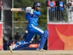 India's Ishan Tilak Verma a shot during the gold medal cricket match between India and Pakistan at the Asian Games in Nagoya, Japan