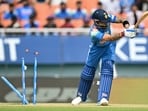 Virat Kohli's stumps were knocked over by Jayden Seales.