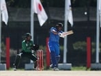 India's Abhishek Sharma in action