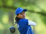 India's Pranavi Urs in action during the women's individual stroke play final in Asian Games. (REUTERS)