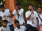 Mumbai, India. Oct 02, 2026 - Abhijit Dipke, founder of the Cockroach Janta Party (CJP), addressed party members during a protest at Shivaji Park, Dadar. Thousands of supporters of the Cockroach Janta Party (CJP) gathered at Shivaji Park, Dadar, Mumbai, to protest Chief Election Commissioner Gyanesh Kumar amid the ongoing row over the Election Commission's functioning. The supporters demanded his resignation. Mumbai, India. Oct 02, 2026. (Photo by Raju Shinde/HT Photo)