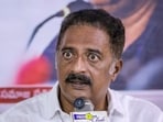 Actor Prakash Raj addresses a press conference on SIR process, at Press Club, in Hyderabad, Telangana, Saturday, Oct. 3, 2026. 
