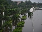 The impact of the rising river was clearly visible at the Gomti Riverfront, where water had spread over large sections of the normally accessible area. (Deepak Gupta/HT Photo)