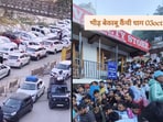 The rush began ahead of the long weekend, with a holiday on October 2, followed by Saturday and Sunday. Visuals from Manali (L) and Kainchi Dham (R).