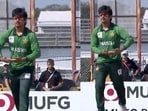 Saim Ayub celebrating after getting the wicket of Vaibhav Sooryavanshi. Saim Ayub celebrating after getting the wicket of Vaibhav Sooryavanshi.
