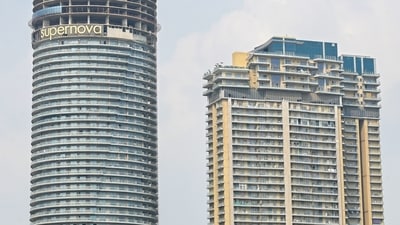 The 29-year-old man was staying at an Airbnb at Supernova Spira society in Noida sector 94 where he died by suicide. (HT Photos ) The 29-year-old man was staying at an Airbnb at Supernova Spira society in Noida sector 94 where he died by suicide. (HT Photos )