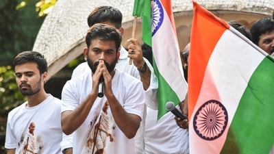 Cockroach Janta Party (CJP) founder Abhijit Dipke speaks during a protest seeking Chief Election Commissioner Gyanesh Kumar's resignation. Cockroach Janta Party (CJP) founder Abhijit Dipke speaks during a protest seeking Chief Election Commissioner Gyanesh Kumar's resignation.