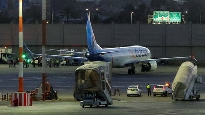 The flydubai flight FZ1073, carrying 174 passengers, left Dubai International Airport for Ben Gurion Airport in Tel Aviv. (Reuters)