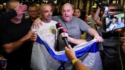 Yaniv Hayun, one of the men who helped incapacitate the attacker on the FlyDubai aircraft bound for Israel from the United Arab Emirates. (REUTERS)
