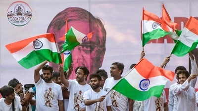 Cockroach Janta Party (CJP) founder Abhijeet Dipke and co-convener Ashutosh Ranka during a protest against CEC Gyanesh Kumar, demanding his resignation, at Shivaji Park, in Mumbai. (PTI) Cockroach Janta Party (CJP) founder Abhijeet Dipke and co-convener Ashutosh Ranka during a protest against CEC Gyanesh Kumar, demanding his resignation, at Shivaji Park, in Mumbai. (PTI)