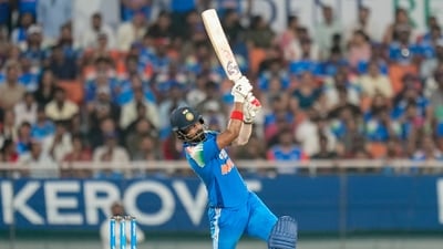 KL Rahul smashed an unbeaten 129 as India posted a formidable 351 for seven in the third and final ODI against West Indies. (PTI) KL Rahul smashed an unbeaten 129 as India posted a formidable 351 for seven in the third and final ODI against West Indies. (PTI)